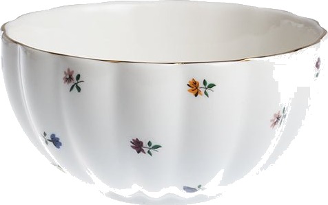 Nova Lilly Bolle m/Blomster og Gullkant 13cm Hvit Nova Lilly Bolle m/Blomster og Gullkant 13cm Hvit