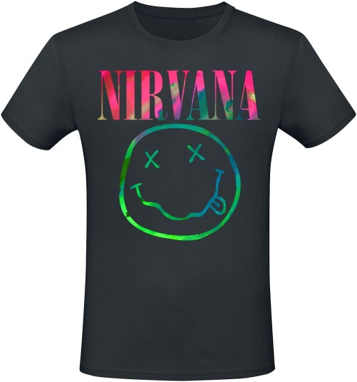 Nirvana T-skjorte Smiley Rainbow S til 3XL Herrer svart Nirvana T-skjorte Smiley Rainbow S til 3XL Herrer svart
