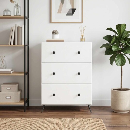 vidaXL Skuffeskap Høgglans hvit 66 x 34,5 x 90 cm Konstruert tre vidaXL Skuffeskap Høgglans hvit 66 x 34,5 x 90 cm Konstruert tre