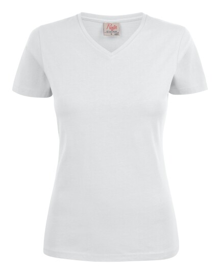 Printer Heavy V-neck Lady T-skjorte Hvit Hvit
