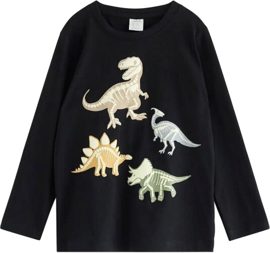 Lindex Long Sleeved Top With Glow In The Dark Print BLACK 122