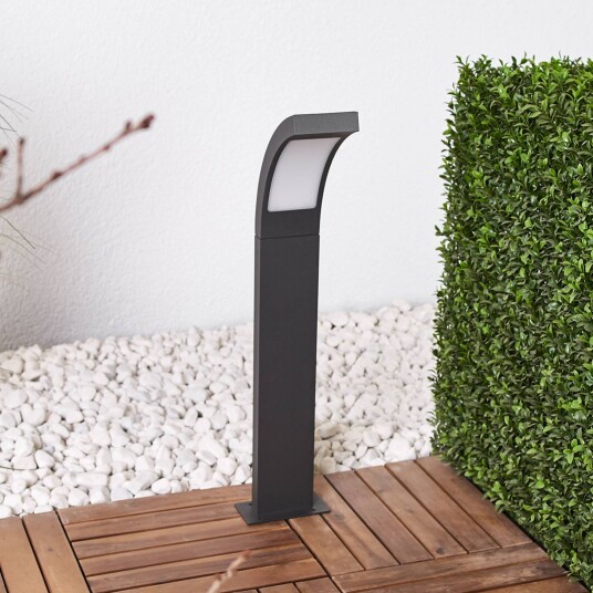 Lucande Grafittgrå LED-pullertlampe Juvia av aluminium
