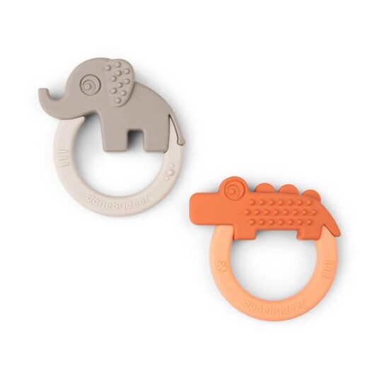 Done By Deer Deer Friends 2pk Bitering/teether Papaya/sand