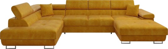 Gabina Sofa med Divan og Sjeselong 4 seter   Gul