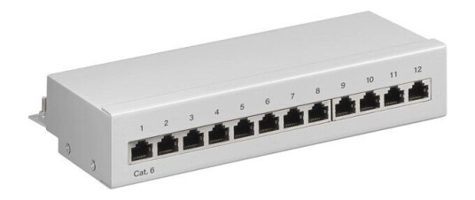 CAT 6 Mini/Desktop Patch Panel 12 Port grey