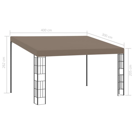 vidaXL Veggmontert paviljong 4x3 m gråbrun stoff vidaXL Veggmontert paviljong 4x3 m gråbrun stoff