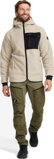 Revolutionrace Herre Overdeler Fleece & midlayers Sherpa Hoodie Herre Beige Khaki M