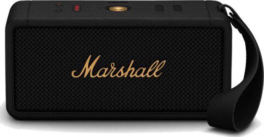Marshall Middleton Trådløs Bærbar Bluetooth-høyttaler Svart og Messing IP67 Marshall Middleton Trådløs Bærbar Bluetooth-høyttaler Svart og Messing IP67