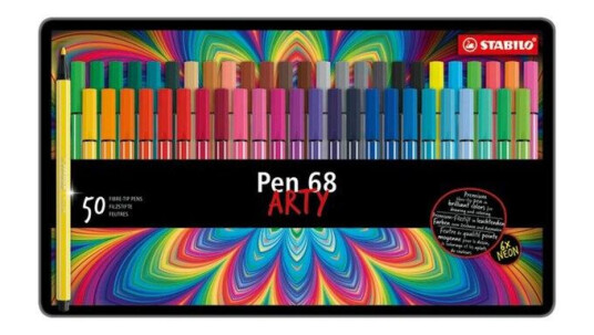 STABILO Pen 68 Arty metal tin of 50 colors