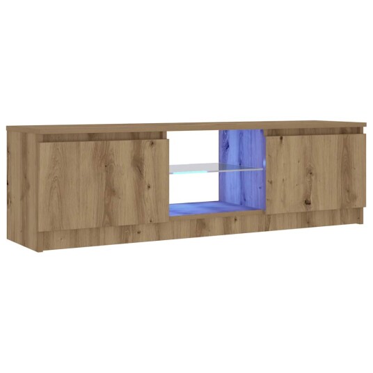  TV-benk med LED-lys artisan eik 120x30x36 cm konstruert tre 8721158437853