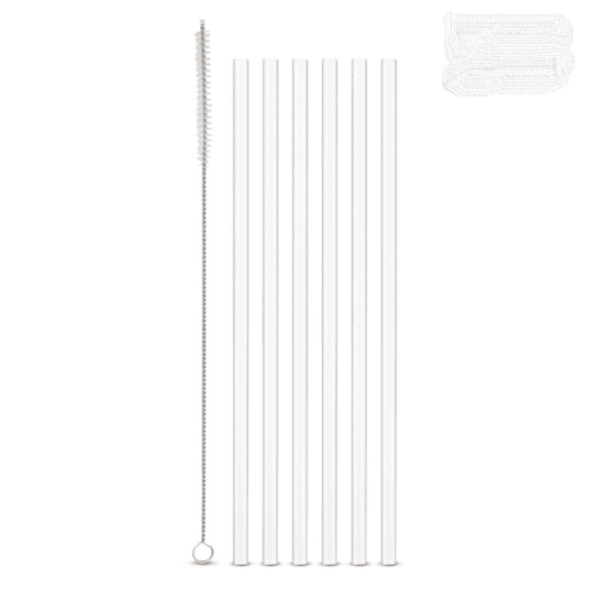 WEIS Sugerør av glass 6pk. 24cm. Klar. Rette. Med børste.