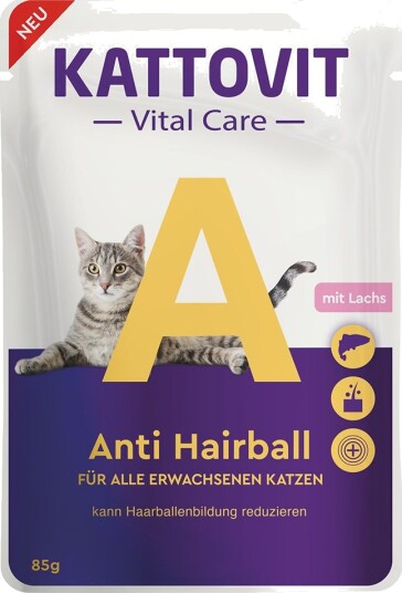 Kattovit Vital Care Våtfôr Anti Hairball Med Laks 6 X 85 G