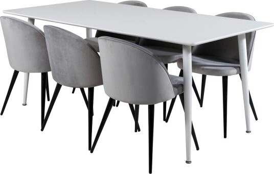 Spisegruppe Venture Home Pobbie med 6 Valentina Stoler Fløyel
