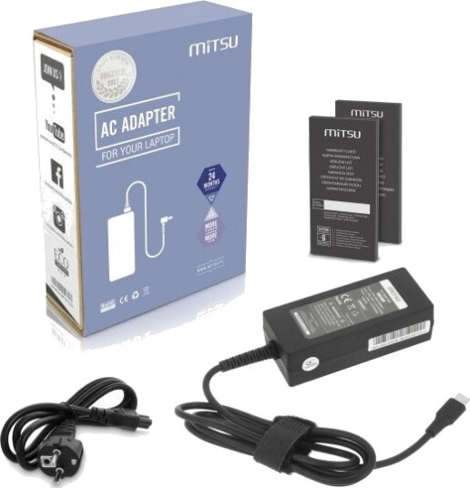 Mitsu 45W Usb-C Ac-Adapter Usbc 5-20V 2-3A Svart Til Notebook
