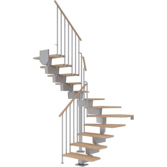 Dolle Dubai U trapp Pearl Grey  classic Iii oljeret Bøk 90 15   Loddret Høyde 272 336cm