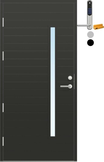 Ytterdør Bygg1 Fjell 07 Klarglass med Yale Entrus BxH: 100x200 cm, Venstre, RAL 7016, Antrasitt, Yale Sølv Ytterdør Bygg1 Fjell 07 Klarglass med Yale Entrus BxH: 100x200 cm, Venstre, RAL 7016, Antrasitt, Yale Sølv
