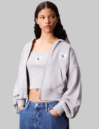 Calvin Klein Jeans A- French Terry Badge Logo Fz Ho - Grey - XS Calvin Klein Jeans A- French Terry Badge Logo Fz Ho - Grey - XS