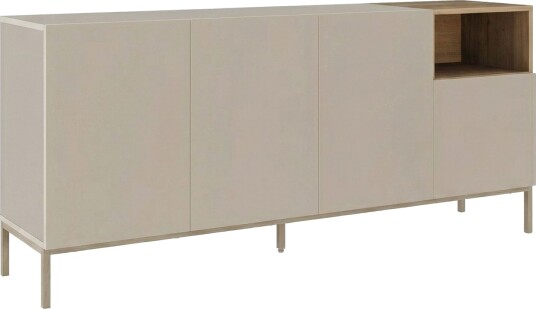 Morlen Konsoll 180x80x41,8 cm - Sandstein og naturlig eik