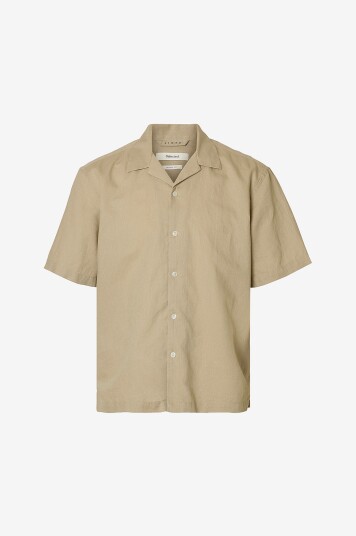 Selected Men Linskjorte Slhrlxclay Linenblend SS Shirt Res Grå Selected Men Linskjorte Slhrlxclay Linenblend SS Shirt Res Grå