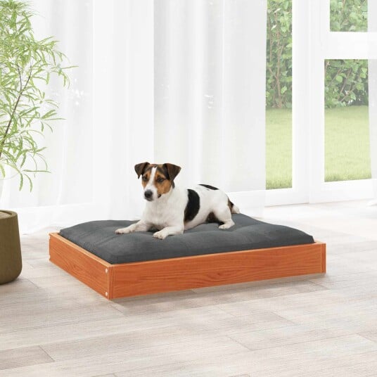 Vidaxl Hundeseng Vokset Brun 72 X 54 X 9 cm Massiv Furu