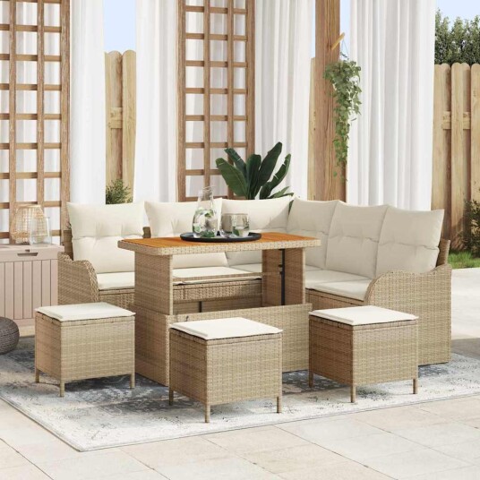 Hagesofa Set 9 pcs Beige polyrotting