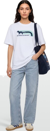 Maison Kitsune Flash Fox Relaxed Tee Shirt White S