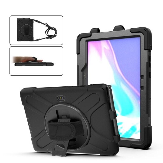 INCOVER Samsung Galaxy Tab Active Pro Håndverker Deksel med 360⁰ Stativ & Skulderstropp - Svart