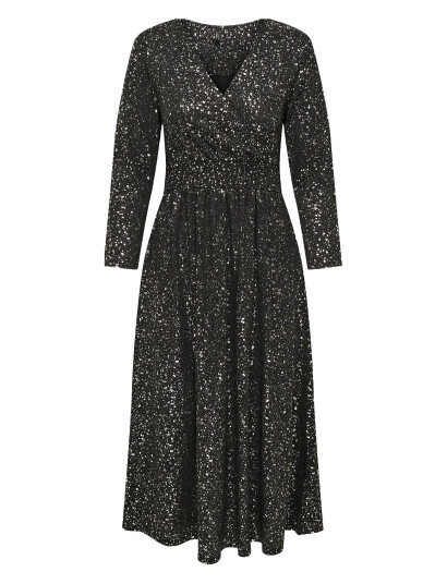 ONLY Onlnew Pella L/S Foil Wrap Dress Jrs - Black - XS ONLY Onlnew Pella L/S Foil Wrap Dress Jrs - Black - XS