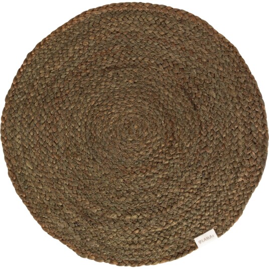 Lama Dekkebrikke Rund Jute -Oliven Ø 40 cm