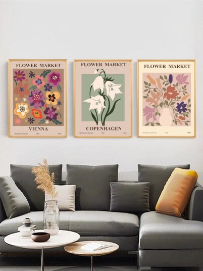 Plakat  Flower Market / sett med 3