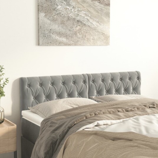 Hodegavler 2 stk lysegrå 80x7x78/88 cm fløyel