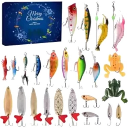 Fiskekalender / Julekalender 2025 – 24 dagers adventskalender med fisketilbehør perfekt julegave til fiskeentusiaster