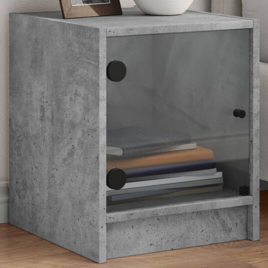 Sideskap med glassdører betonggrå 35x37x42 cm 8721012212992
