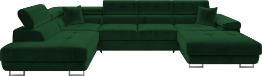 Gabina Sofa med Divan og Sjeselong 4 seter   Grønn