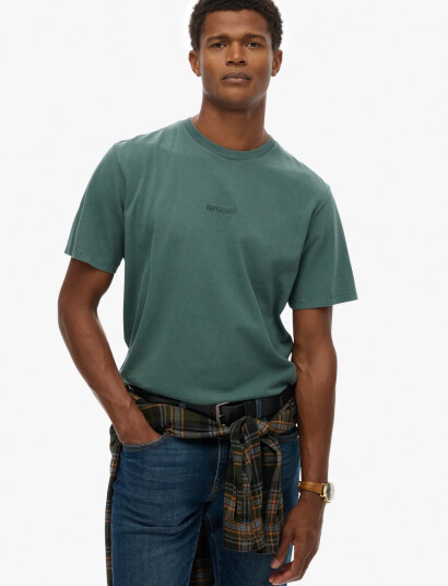 Superdry Micro Logo T Shirt - Green - M