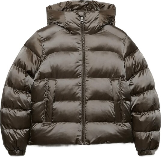 Superdry Hooded Shine Puffer Jacket   DEEP KHAKI GREEN   14
