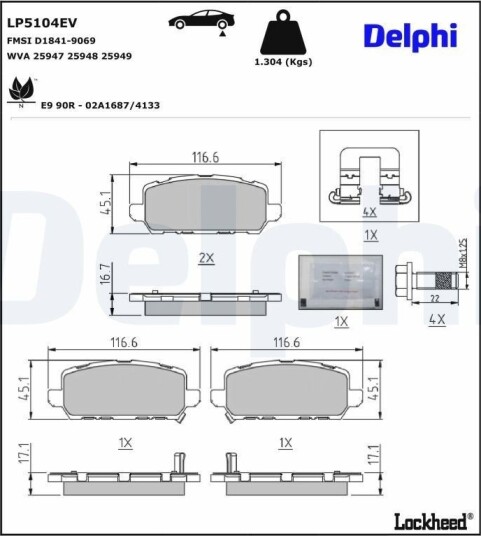 Bremseklosser DELPHI LP5104EV