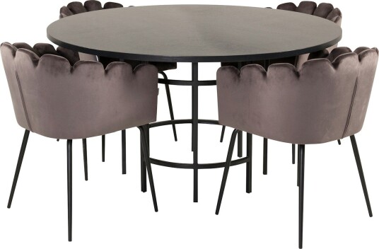 Spisegruppe furniture/fashion Copenhagen med 4 Grå Limhamn Stoler