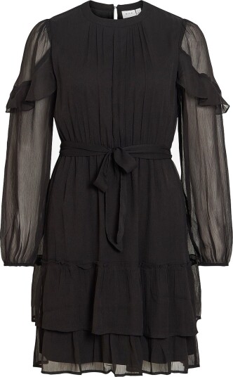 Vila Kjole viElly L/S Flounce Dress Svart
