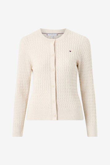 Tommy Hilfiger Kardigan CO Cable Fine GG LS C nk Hvit Tommy Hilfiger Kardigan CO Cable Fine GG LS C nk Hvit