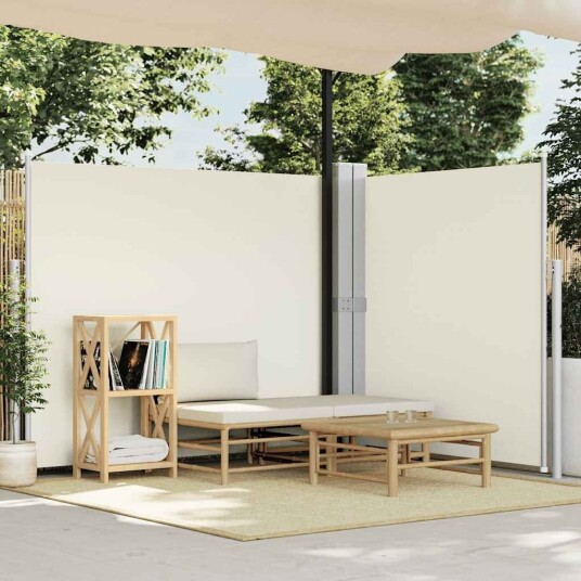 vidaXL Uttrekkbar sidemarkise 180x600 cm kremhvit