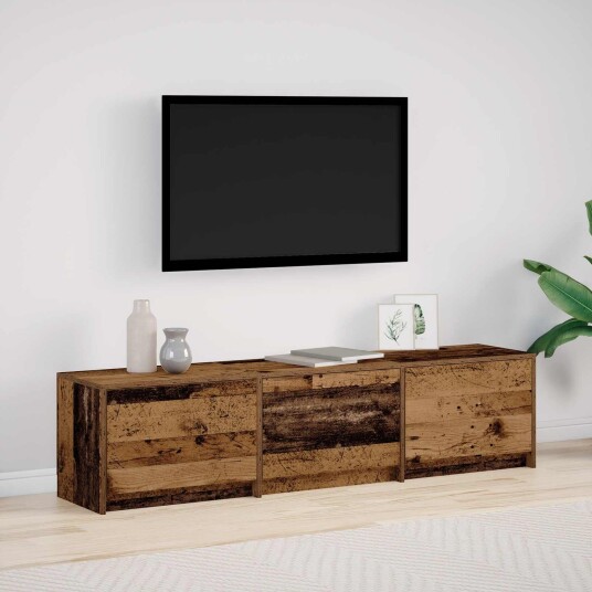  TV skap med LED Gammelt tre 165 x 34 x 40 cm Konstruert tre