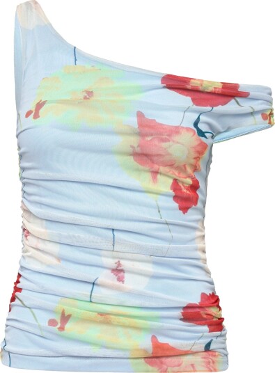 Bardot Layana Printed Mesh Asym Top   Multi/patterned   36