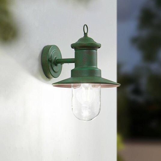 Lindby utendørs vegglampe Eloretta, grønn, stål Lindby utendørs vegglampe Eloretta, grønn, stål
