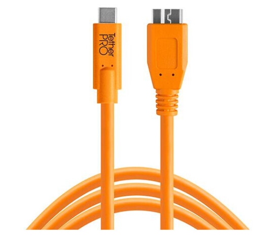 Tether USB-C til Micro-USB B 4,6 m Oransje TetherPro Kabel Tether USB-C til Micro-USB B 4,6 m Oransje TetherPro Kabel