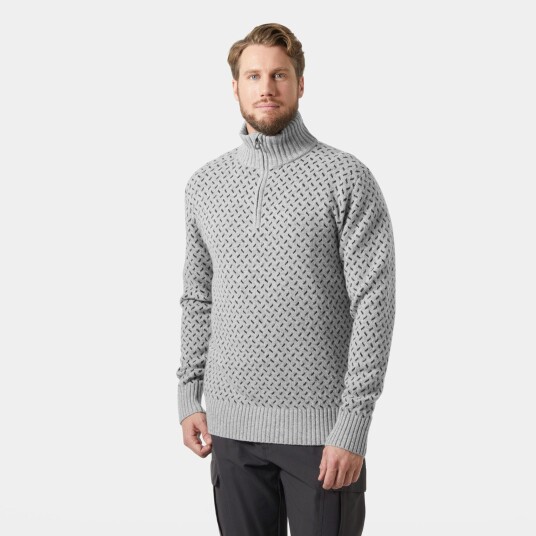 Helly Hansen Herre Arctic Ocean Ull Islandsgenser ½ Glidelås Grå S