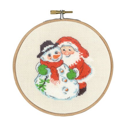 Permin Snømann og julenisse Broderisett Ø15 cm