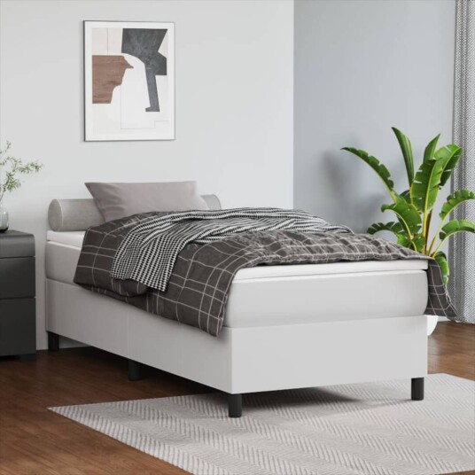  Boxspring sengeramme hvit 90x190 cm Single kunstskinn