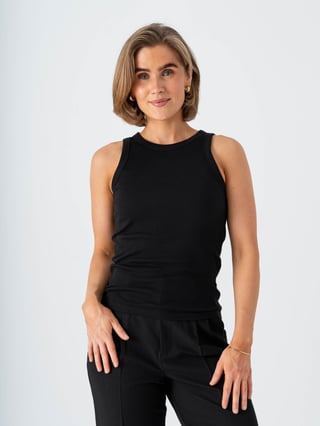 Comprimé Basic Rib Tank Top Sort 48