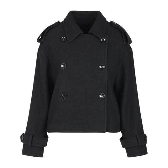 Hilly Jacket Black M Short wool trench jacket Hilly Jacket Black M Short wool trench jacket